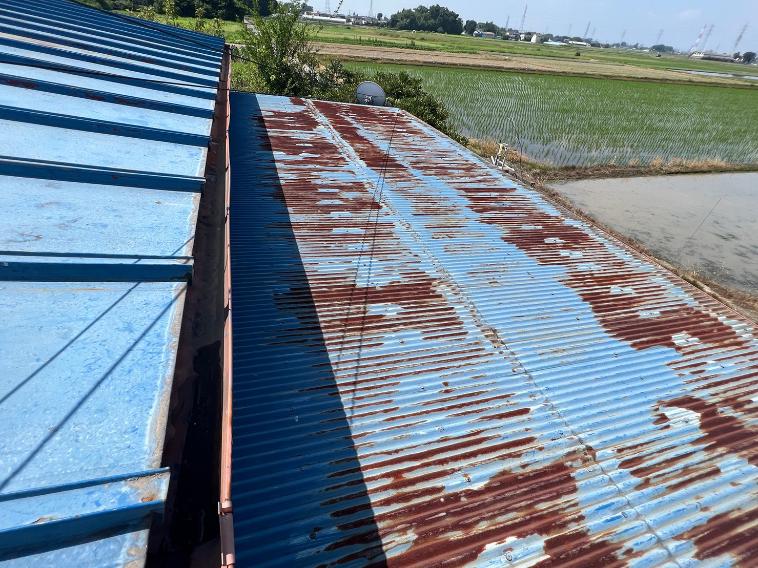 トタン屋根　屋根塗装　錆　波板葺き替え　劣化　塗り替え